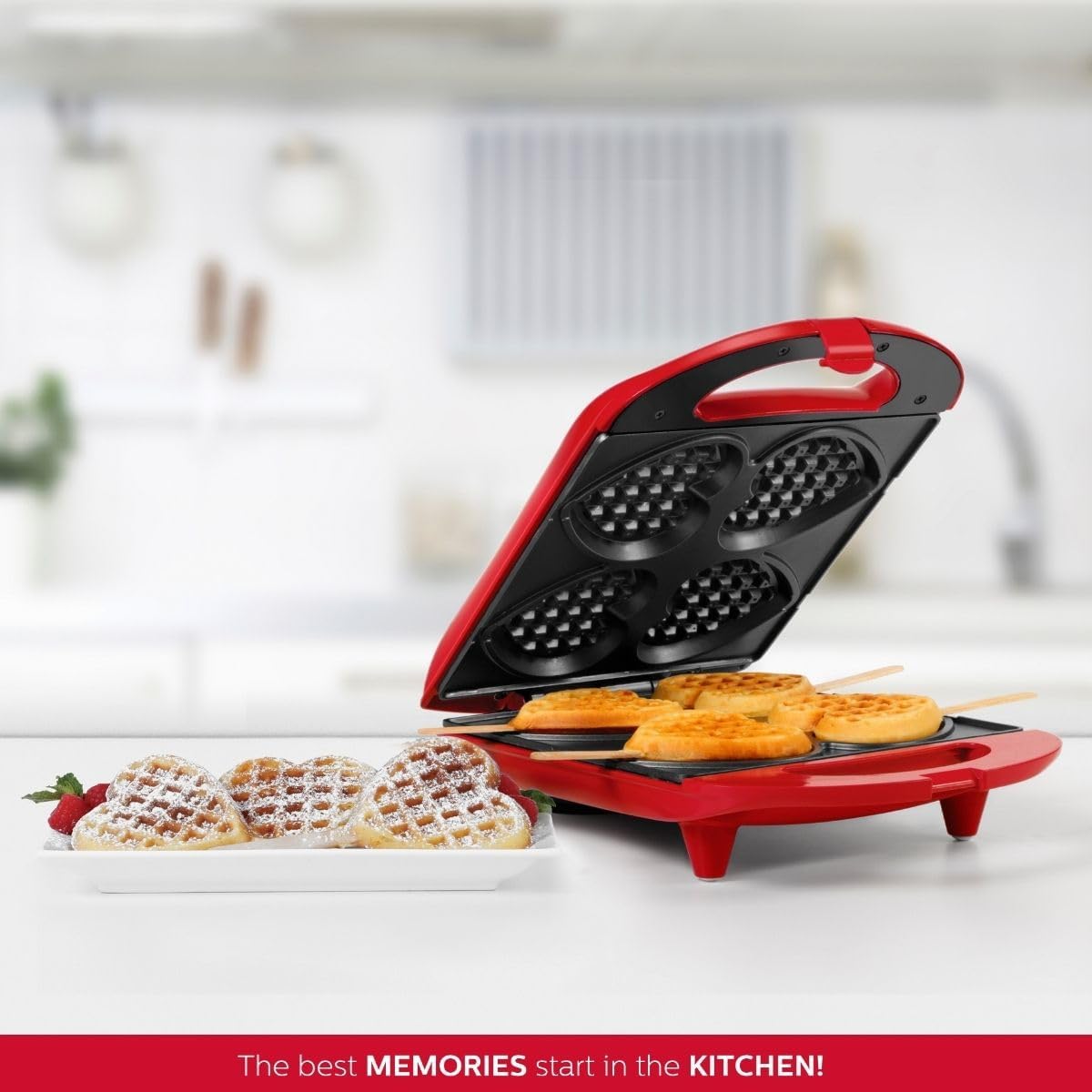 Waflera Corazón Holstein - 4 Waffles en Minutos - Modelo HRW-100