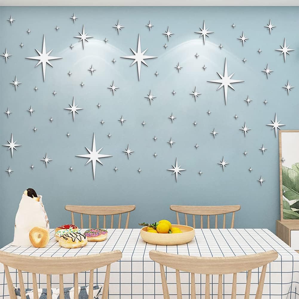 Stickers de Pared Estrella Acrílica 82Pcs, Decoración Infantil