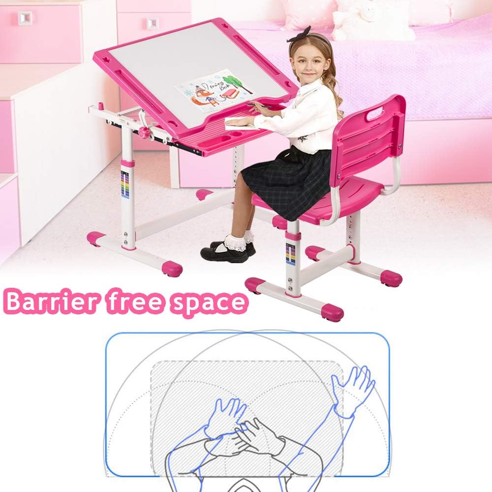 Escritorio y Silla Ajustable con Cajón para Niños