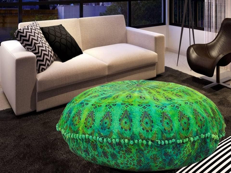 Funda bohemia para cojín, de 32 pulgadas, con diseño de mandala, para meditación, decorativa, otomana, grande, para exteriores, decoración del hogar, decoración de arte en el hogar, redonda, con pompones de algodón, cómoda