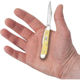 Cuchilla de bolsillo para defensa y caza color amarillo