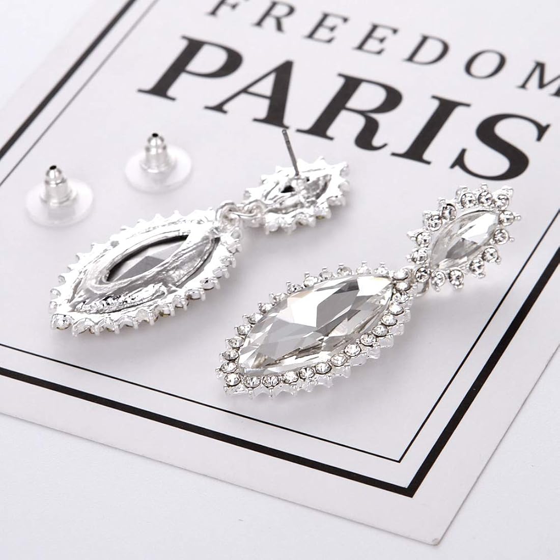 Pendientes de boda de cristal de diamantes de imitación