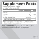 Suplemento de Aceite de Linaza Vegano Sports Research 180 Softgels