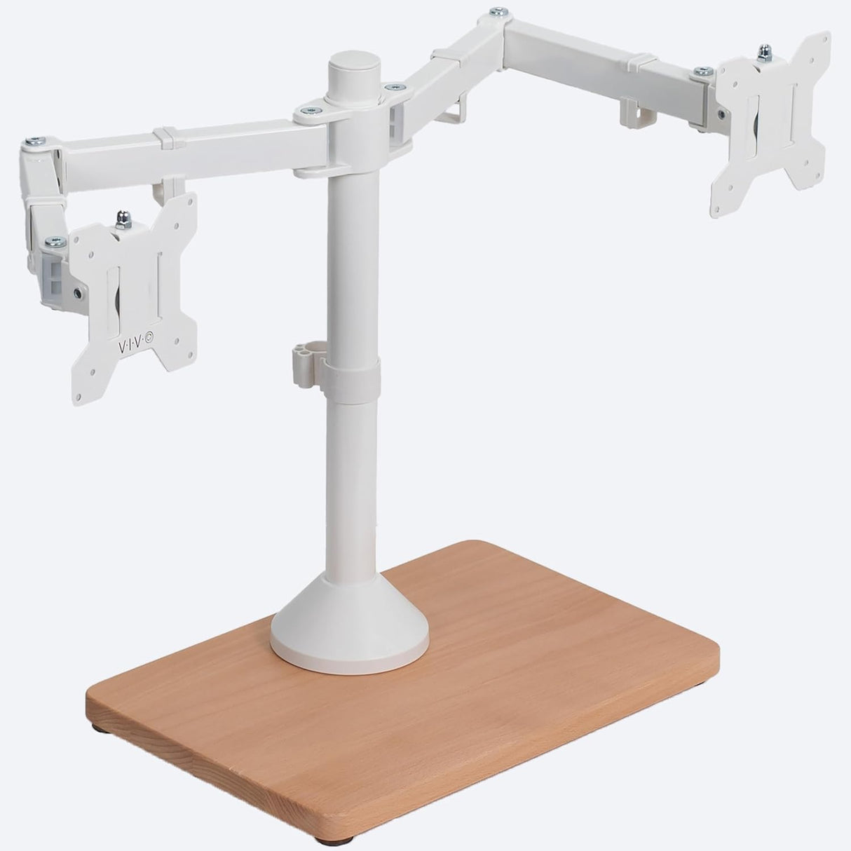 Soporte Doble de Monitor VIVO, Base de Madera, STAND-V002FD-W