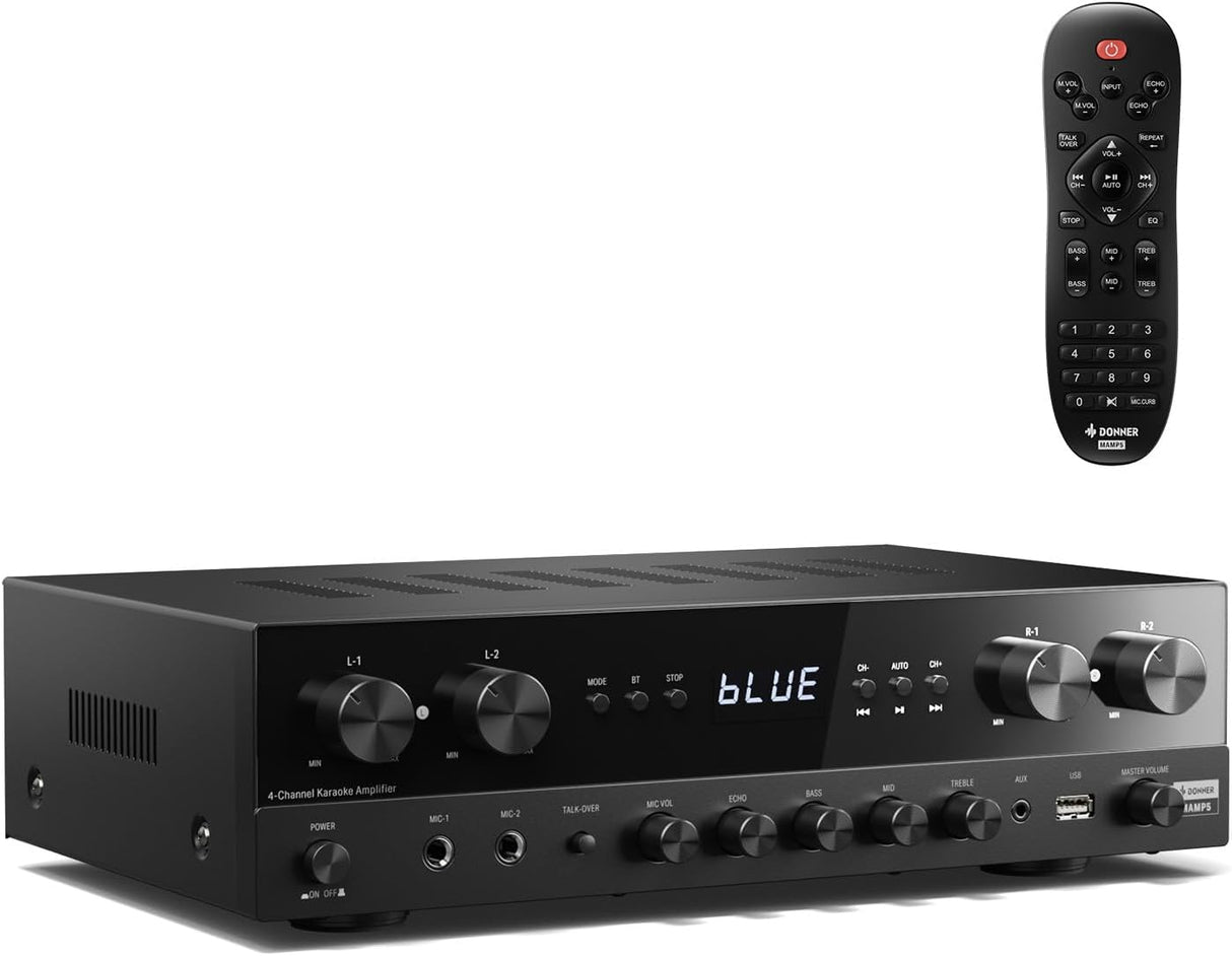 Amplificador de audio estéreo 1000W, 4 canales, Bluetooth 5.0