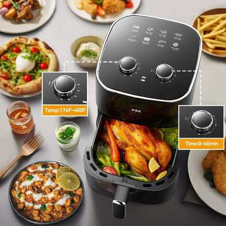 Freidora de aire ASZ 5qt 1400W, 4.7L, temporizador 60s