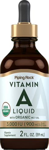 Vitamina A Líquida Piping Rock 2 fl oz No GMO Sin Gluten