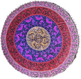 Funda bohemia para cojín, de 32 pulgadas, con diseño de mandala, para meditación, decorativa, otomana, grande, para exteriores, decoración del hogar, decoración de arte en el hogar, redonda, con pompones de algodón, cómoda