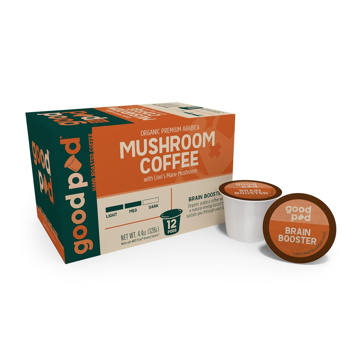 Café en cápsulas goodPOD, orgánico con hongos Lion's Mane, 12 Uds.
