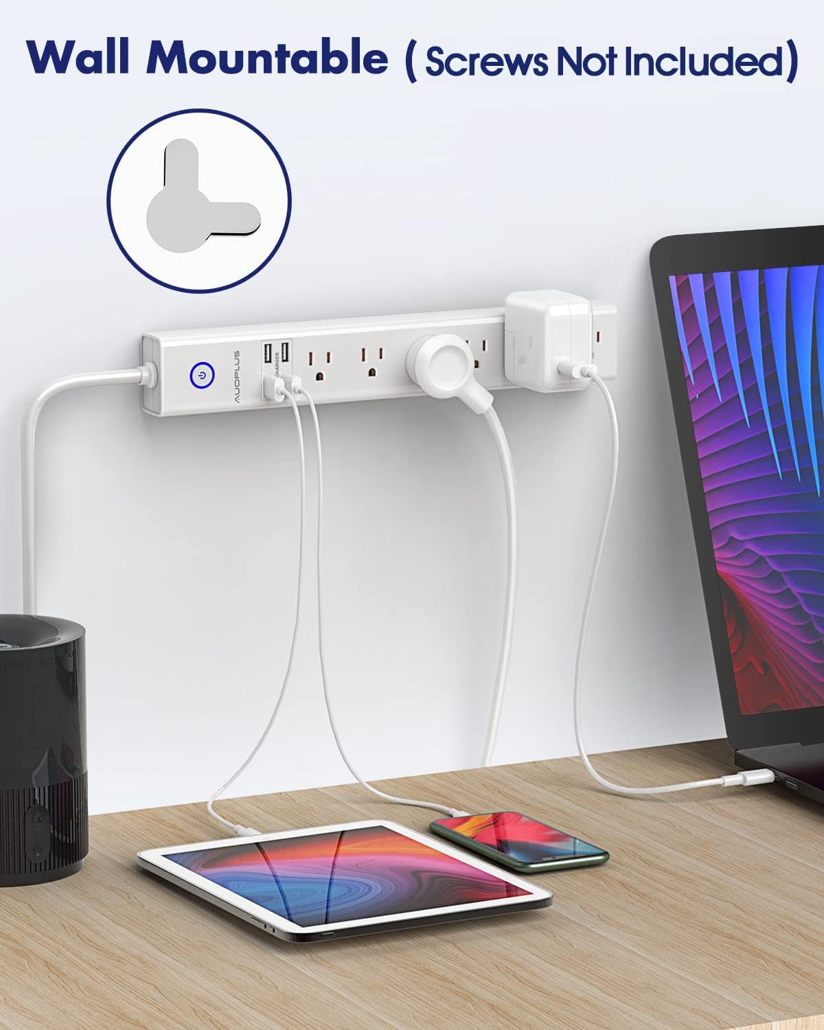 Regleta protectora de sobretensiones con puertos USB 10 pies