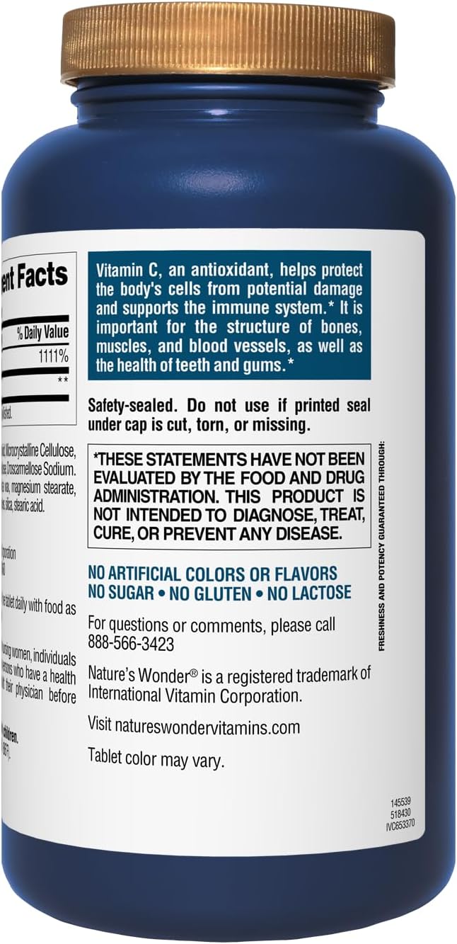 Vitamin C 1000 mg con Rosa Hips, 250 cápsulas, Natur's Wonder