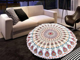 Funda bohemia para cojín, de 32 pulgadas, con diseño de mandala, para meditación, decorativa, otomana, grande, para exteriores, decoración del hogar, decoración de arte en el hogar, redonda, con pompones de algodón, cómoda