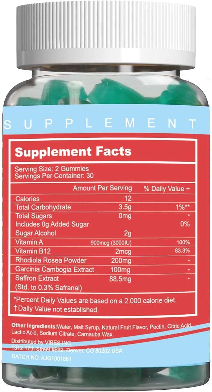 Gomitas de suplementos de azafrán extracto de azafrán 120 un
