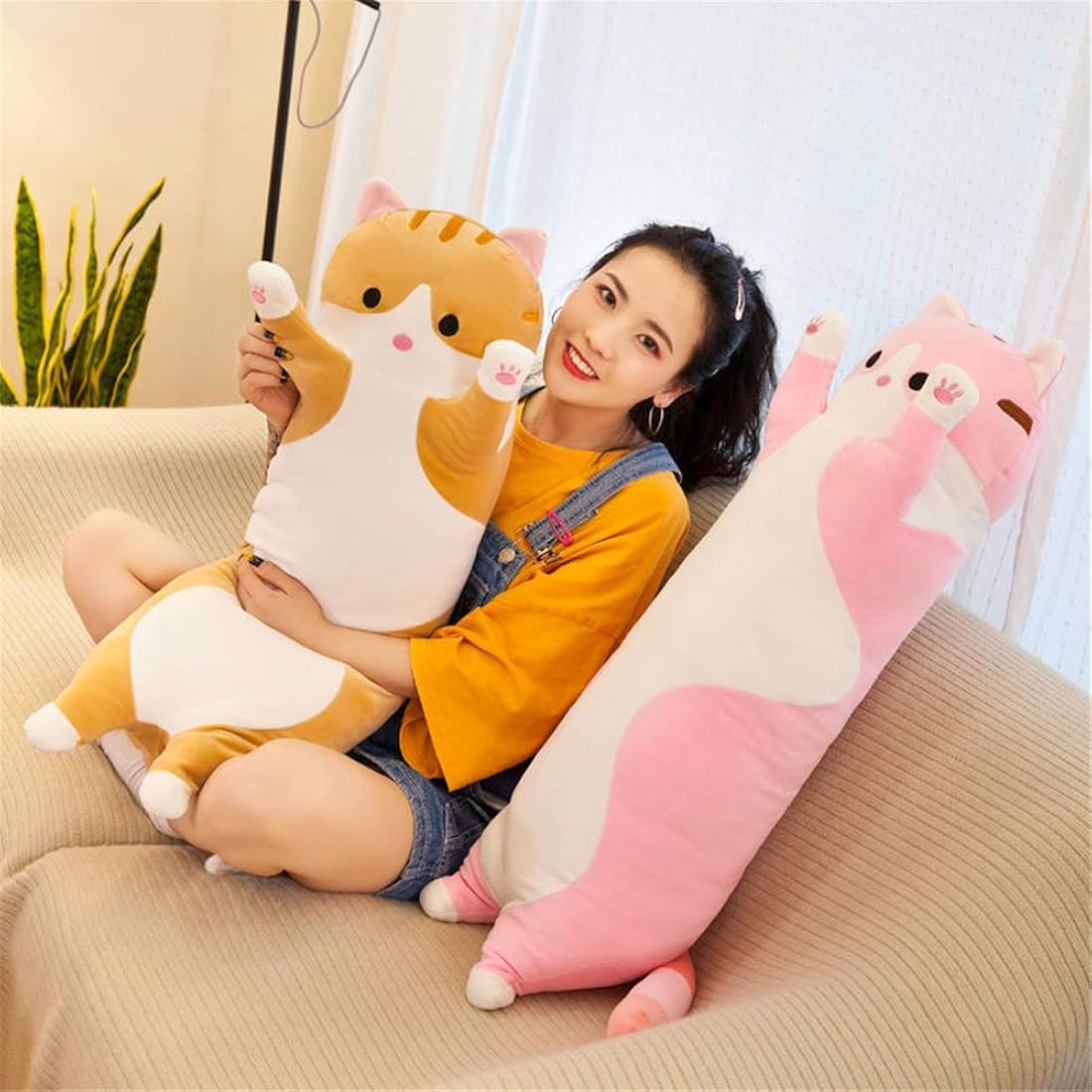 Peluche Adorable almohada con diseño de gato de caricaturas