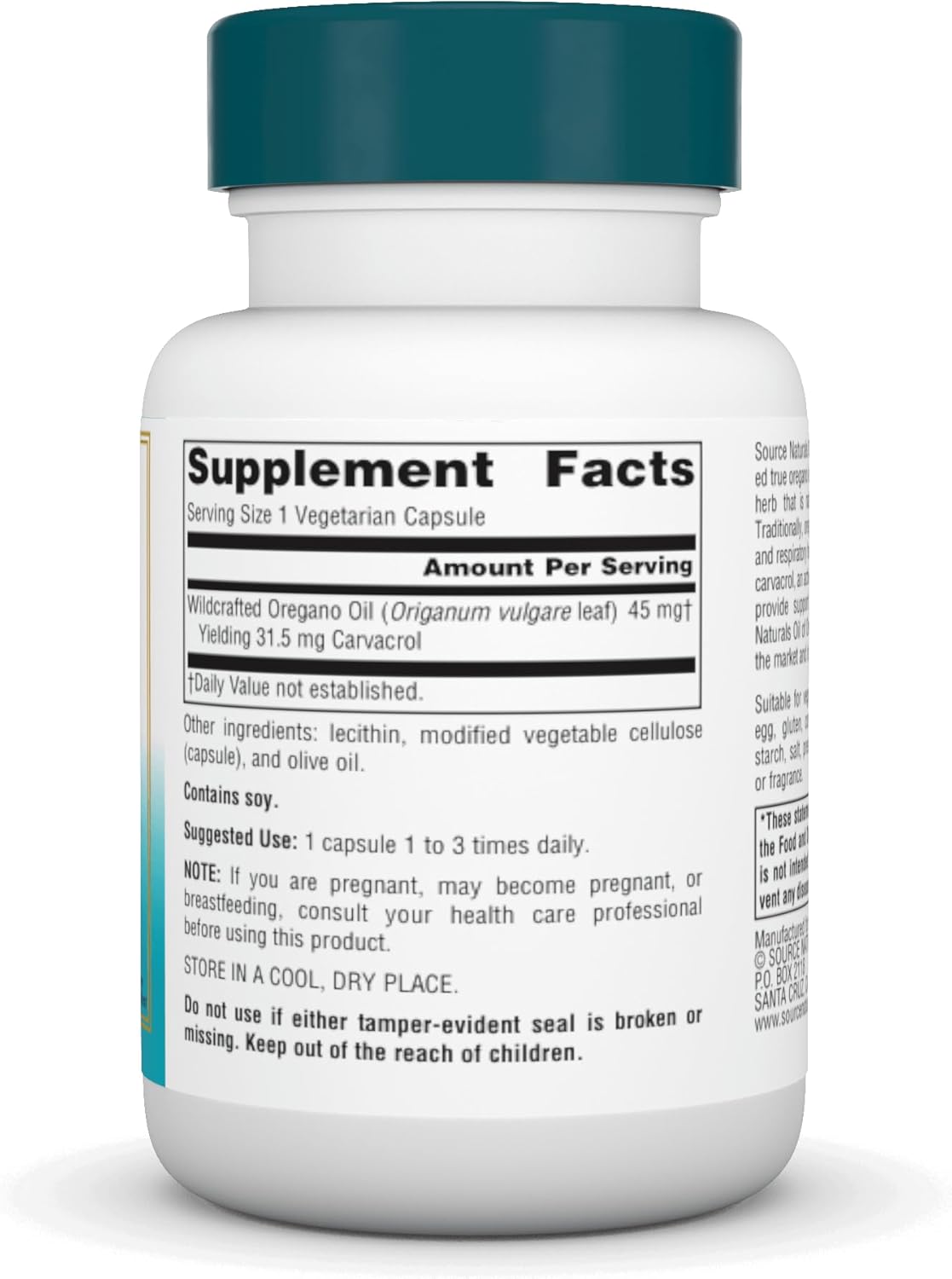 Aceite de orégano wellness Source Naturals, 70% Carvacrol, 30 cápsulas