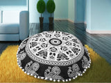 My Dream Carts Cojines redondos de 22 pulgadas para asiento de piso &#34;Solo cubierta&#34;, fundas de cojín decorativas con mandala bohemio, funda de cojín para meditación, puf para yoga, hippie