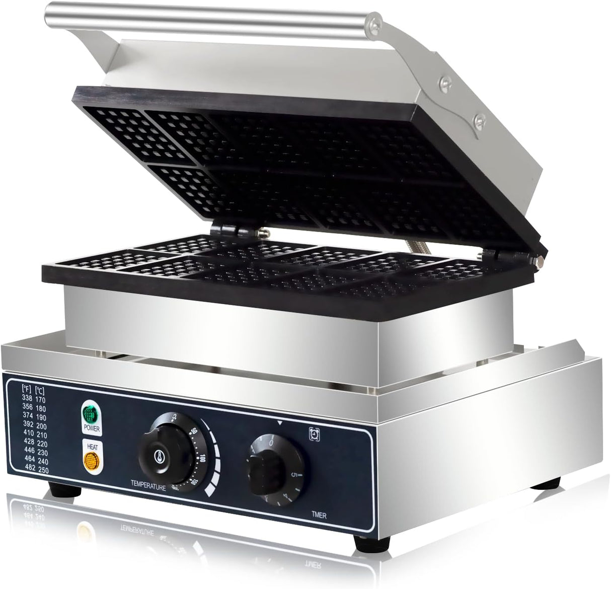 Máquina de Waffles 110V, 1600W, 10 Rejillas, Acero Inoxidable