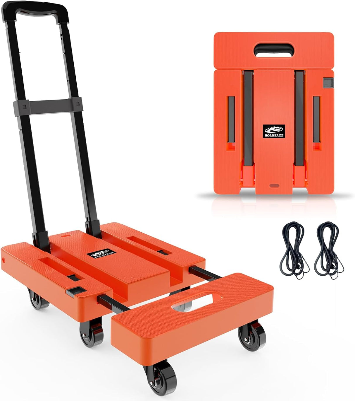 Carretilla Plegable SOLEJAZZ, 500LB, 6 Ruedas, 2 Cuerdas