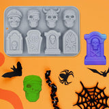 Molde de Silicona para Halloween, 2 Cavidades, Calavera y Tumba