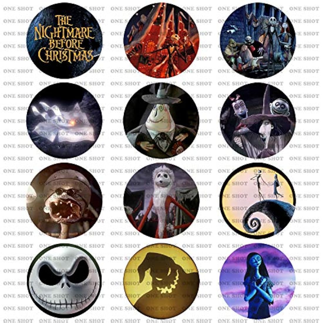 Pesadilla Antes de Navidad Pinback Botones Set de 12