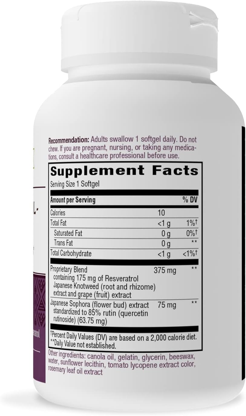 Nature&#39;s Way Resveratrol-Forte, protege de los radicales libres*, 60 cápsulas blandas