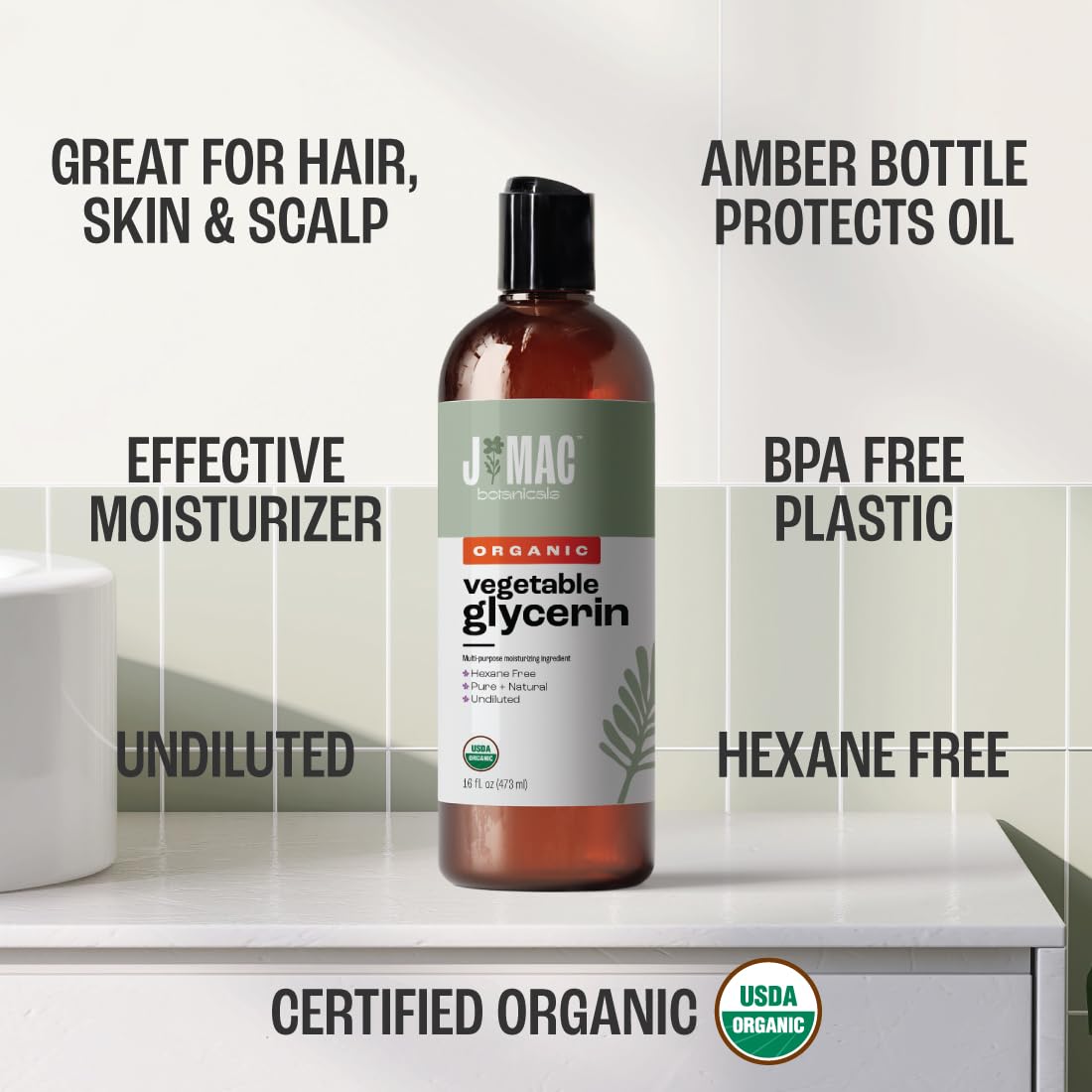 Aceite de glicerina vegetal orgánico J MAC BOTANICALS