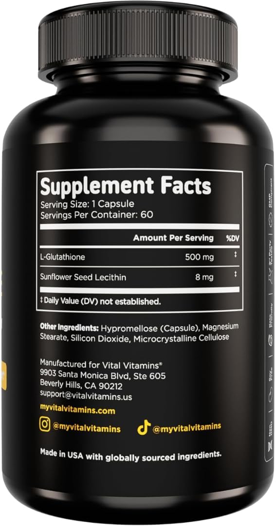 Suplemento Vitamínico Vital Vitamins Glutatión - 500mg L-Glutathione
