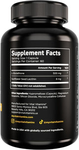 Suplemento Vitamínico Vital Vitamins Glutatión - 500mg L-Glutathione