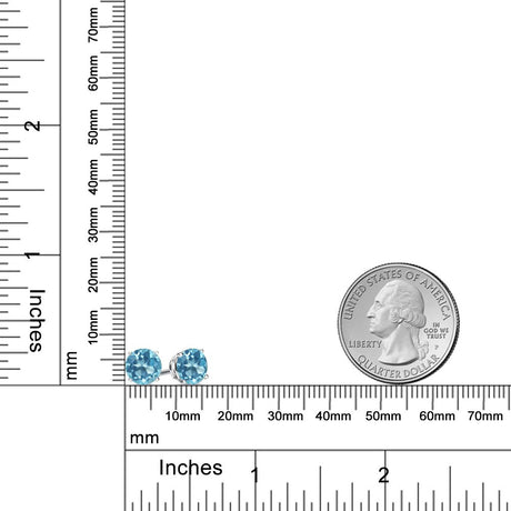 Aretes de plata de ley 925 con topacio azul suizo y piedras