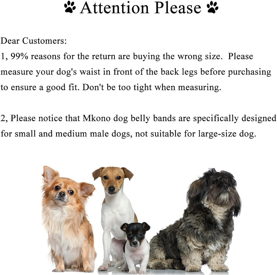 Mkono Pañales lavables para perros machos para perros pequeños y medianos (paquete de 3)