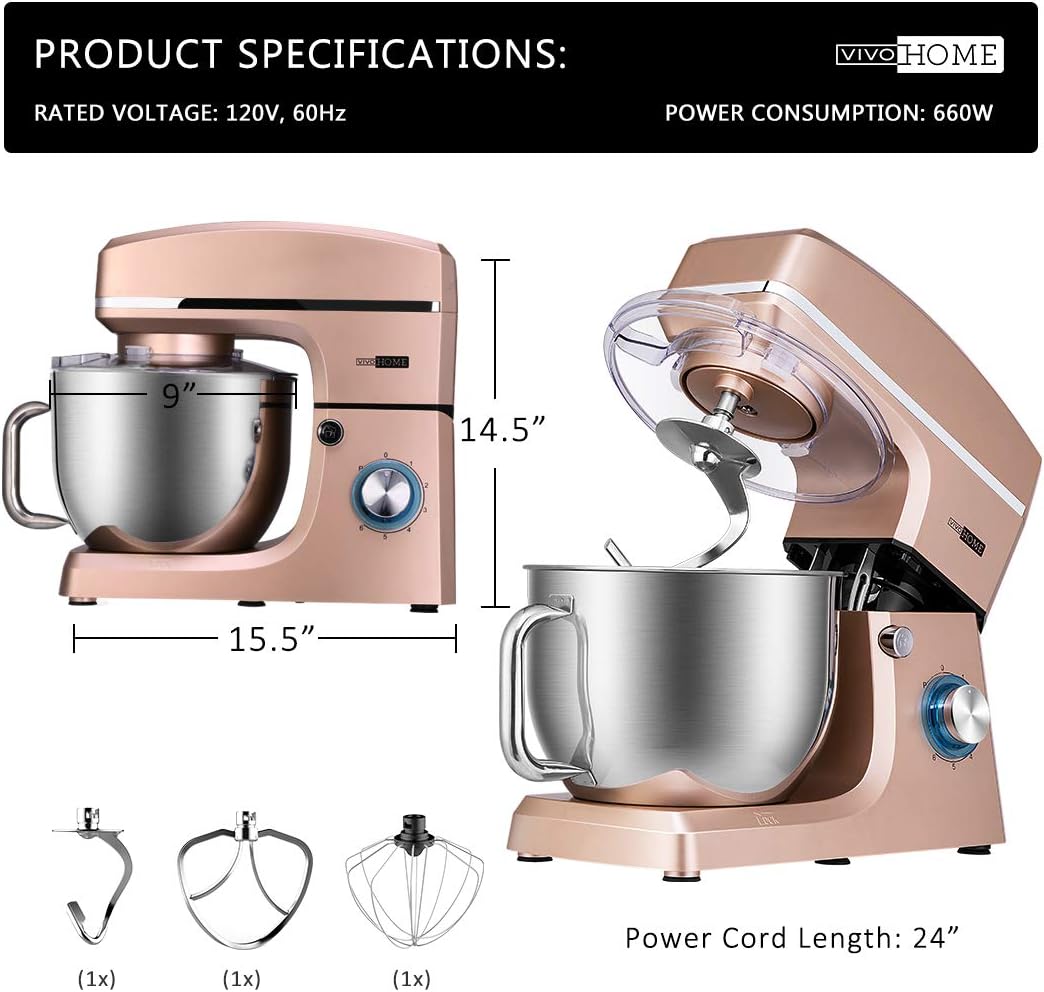 Batidora VIVOHOME 7.5 Qt, 660W, 6 Velocidades, Modelo Mixer