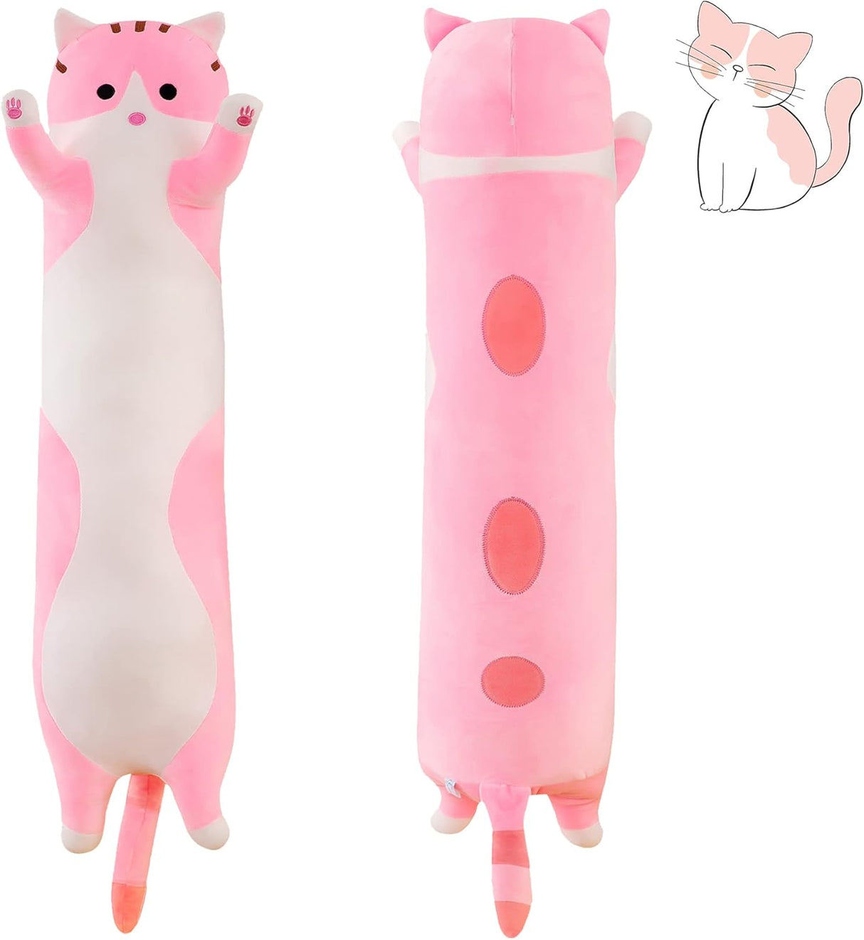 Peluche de gato rosado suave y larga 36 pulgadas
