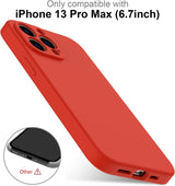 DEENAKIN Funda para iPhone 13 Pro Max con protector de pantalla, cubierta de goma de gel de silicona líquida suave y duradera para iPhone 13 Pro Max de 6.7 pulgadas, color rojo