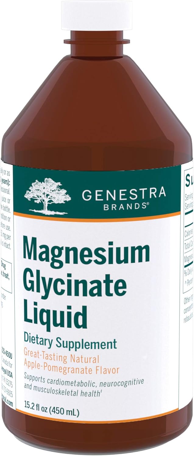 Magnesio Glicinato Líquido Genestra, Función Muscular, 15.2 oz