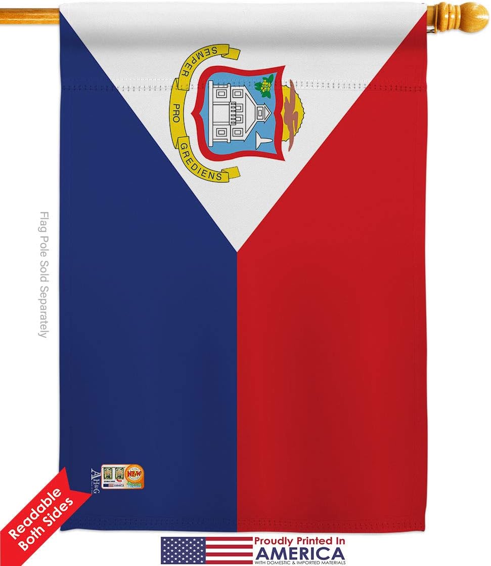 Americana Home &amp; Garden HG140223 - Banderas de San Martín de la Nacionalidad Mundial impresiones decorativas de casa vertical 28.0&nbsp;in x 40.0&nbsp;in, 13.0&nbsp;in, 18.0&nbsp;in, colección de bandera de doble cara impresa en Estados Unidos