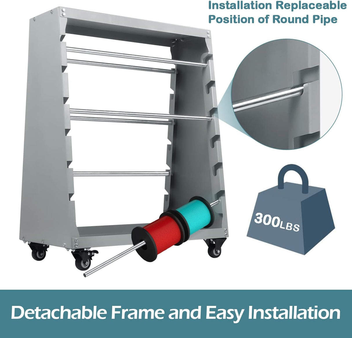 Carro de Almacenamiento de Cable uyoyous, 300lbs, 6 Varillas