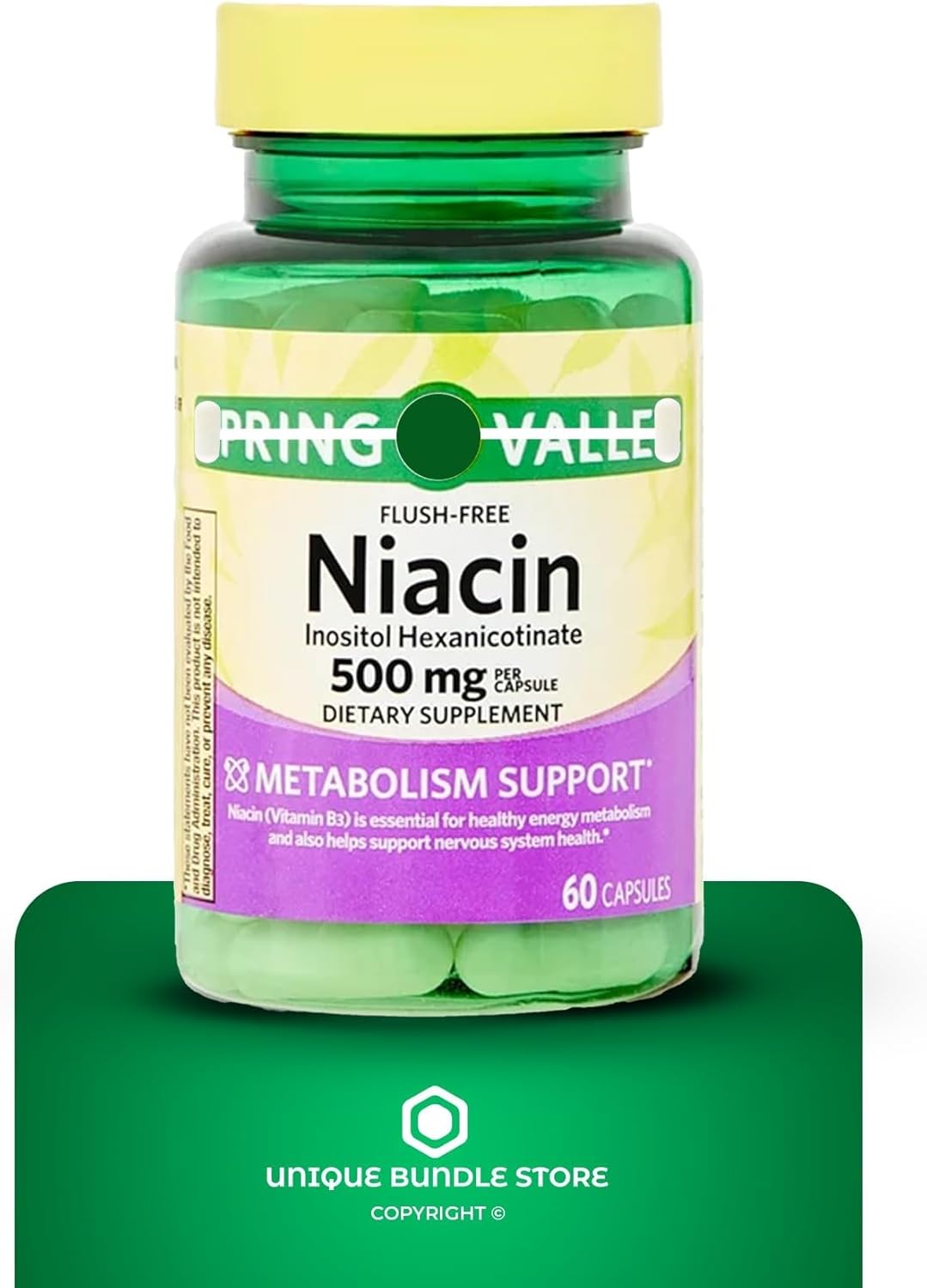 Suplemento de Niacina 500mg Sin flush, 60 cápsulas + organizador