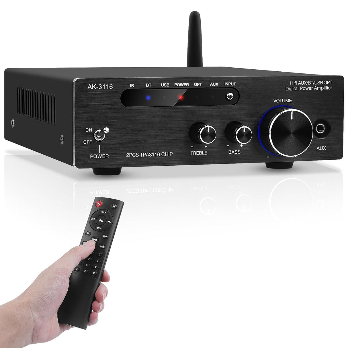 Amplificador de Audio HiFi 2.0, Bluetooth 5.3, AK-3116