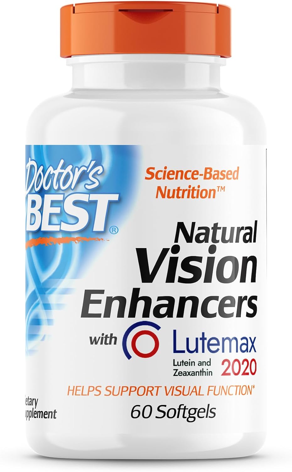 Doctor&#39;s BEST Los potenciadores naturales de la visión contienen Lutemax 2020, apoya la salud ocular, una visión más nítida, ayuda a filtrar la luz azul, 60 cápsulas blandas