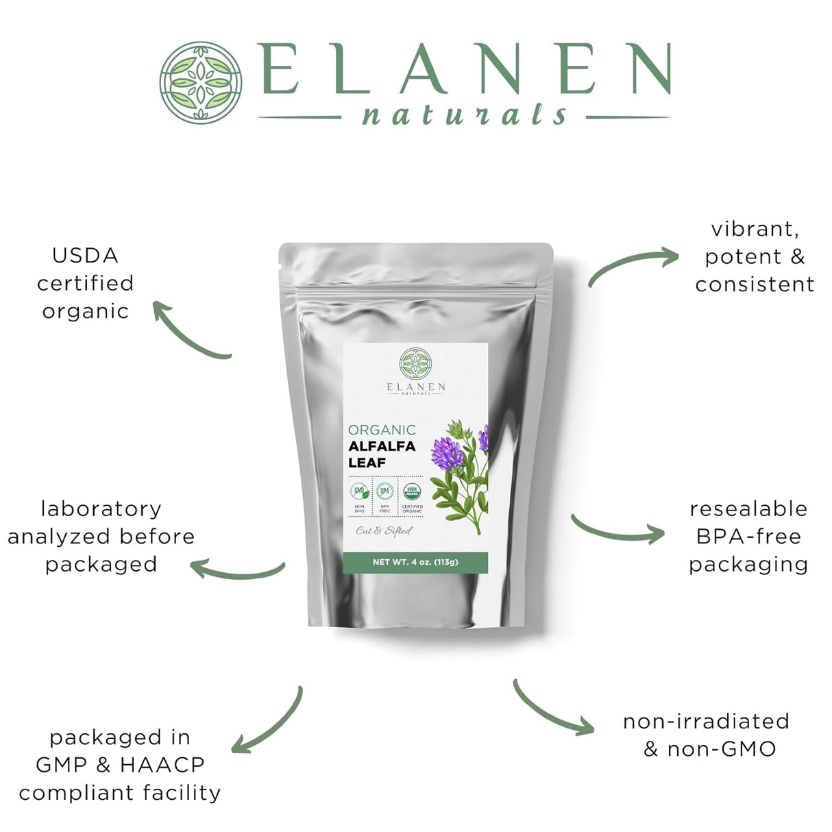 Suplemento té de hojas de alfalfa orgánica  de 4 onzas 3.99o