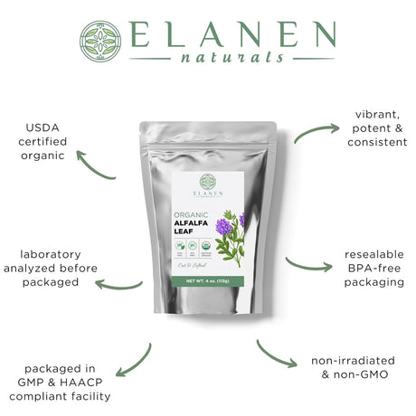 Suplemento té de hojas de alfalfa orgánica  de 4 onzas 3.99o