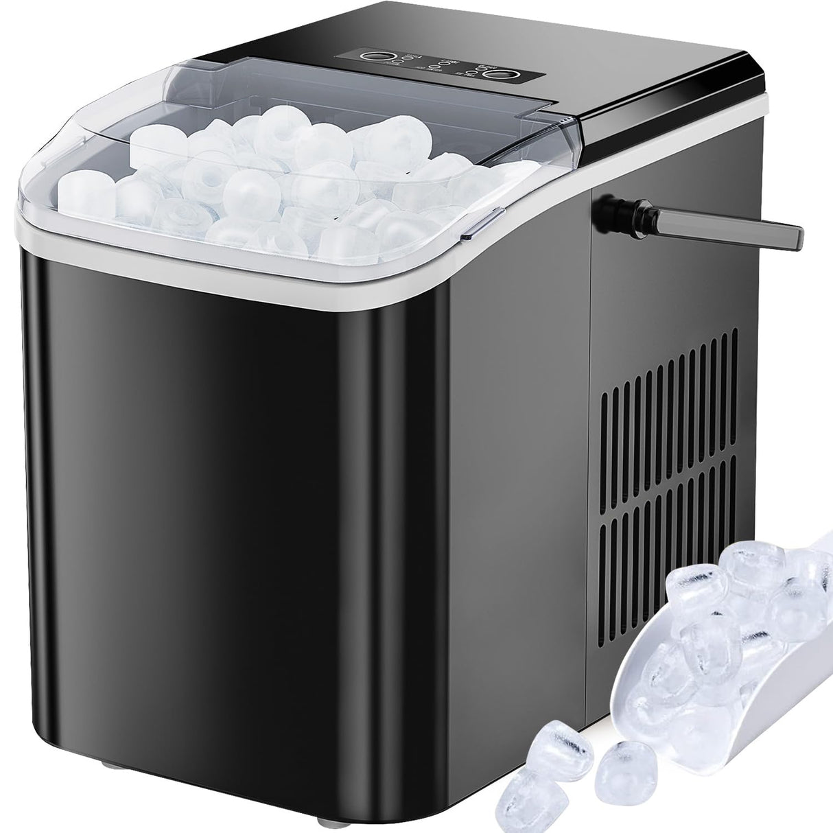 Máquina de Hielo Portátil, 9 Cubos en 6 Min, 26.5lbs/24Hrs