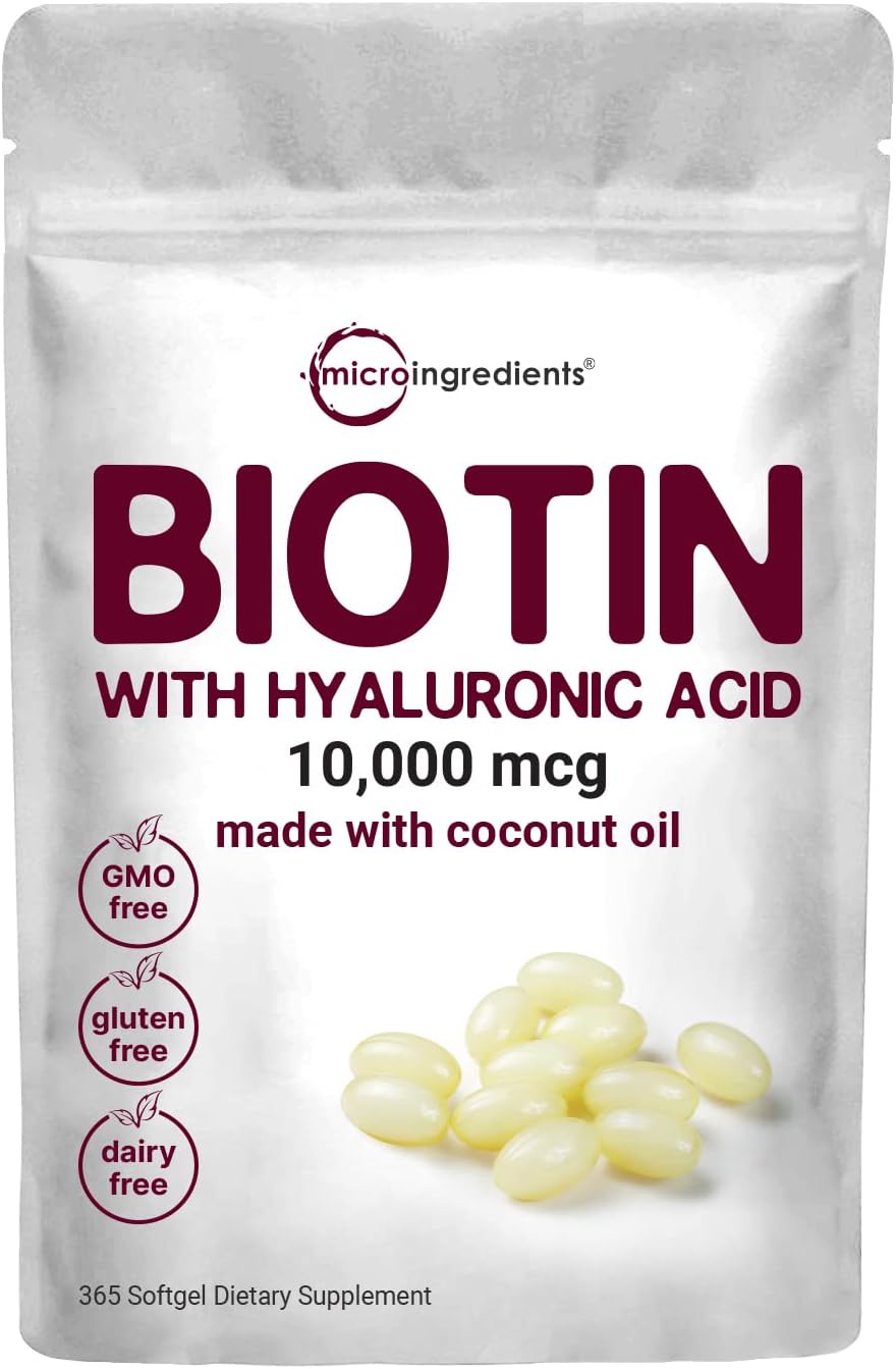 Suplemento Biotin 10,000mcg con ácido hialurónico 25mg  365u