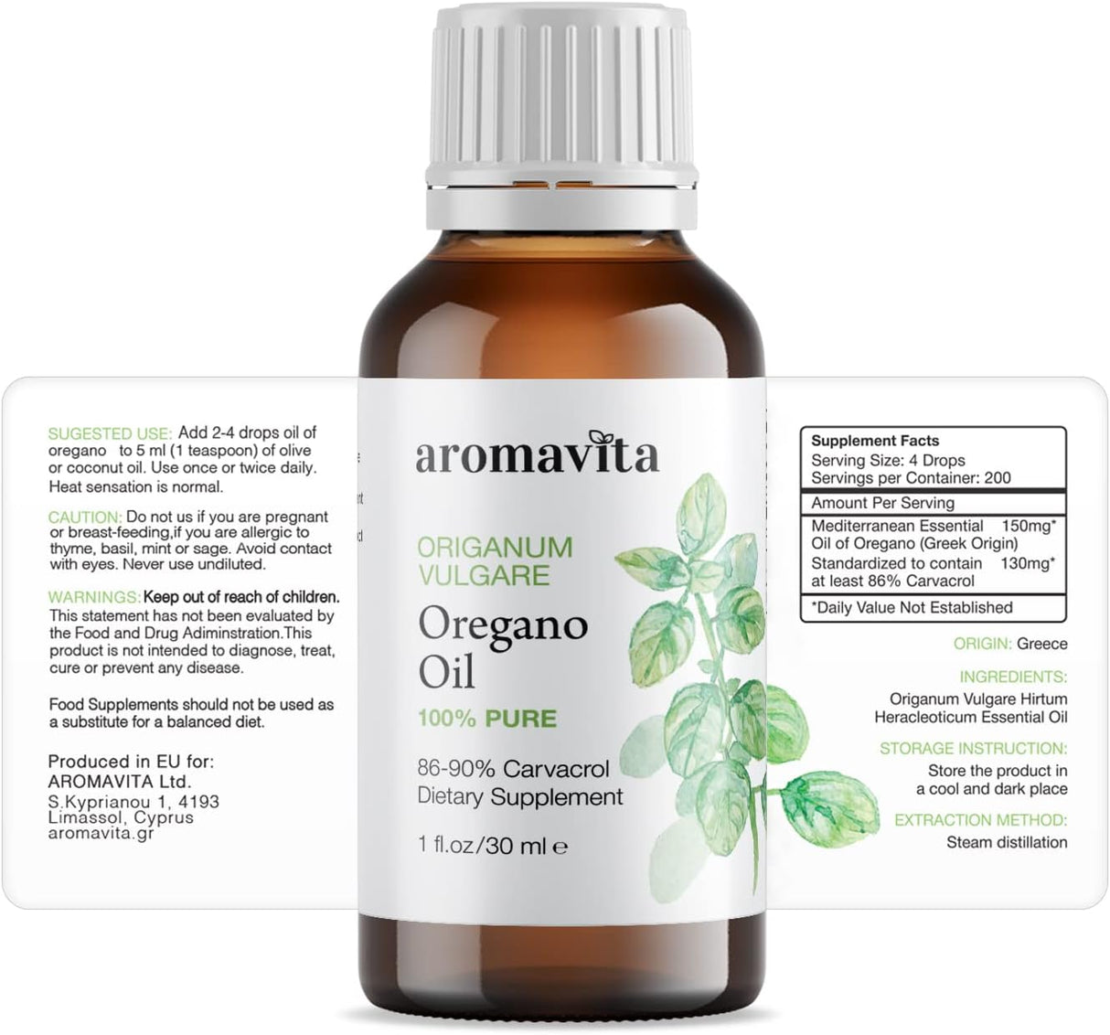 Aceite Esencial de Orégano Puro Extra Fuerte 86% Carvacrol