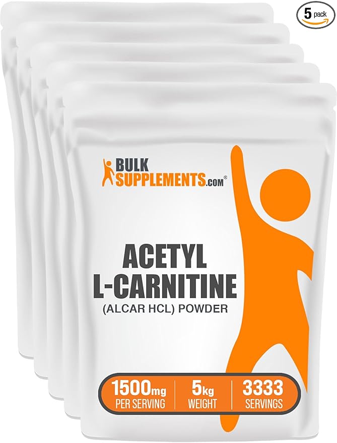 Acetil L-Carnitina en polvo BulkSupplements 1500mg 5kg (Pack 5)