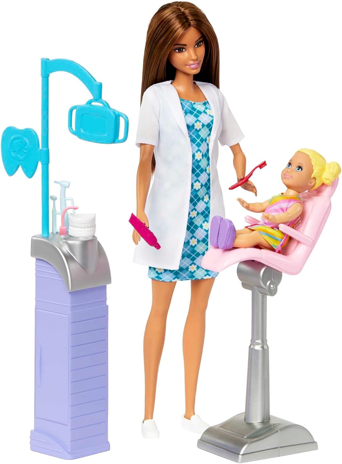 Barbie Carreras Set Dentista con Muñeca Doctor, Accesorios