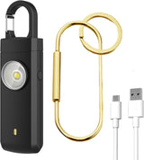 Self Defense USB Alarm, 130 dB Siren, LED Strobe, Keychain