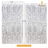 2 cortinas cromadas de 27.2 ft x 7.5 ft de color plateado