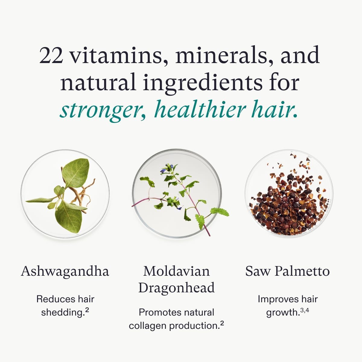 Cápsulas veganas para crecimiento del cabello, mujeres 18-44 años