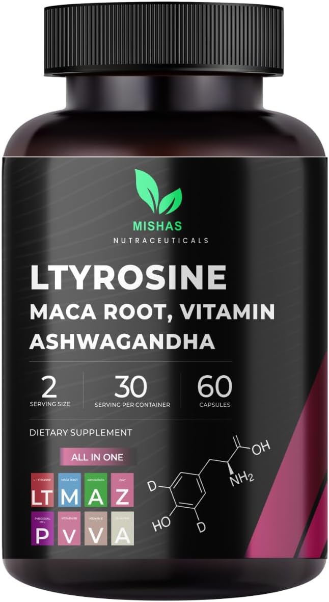 Nutracéuticos L-Tirosina con Maca, Ashwagandha, Vit. 60 caps